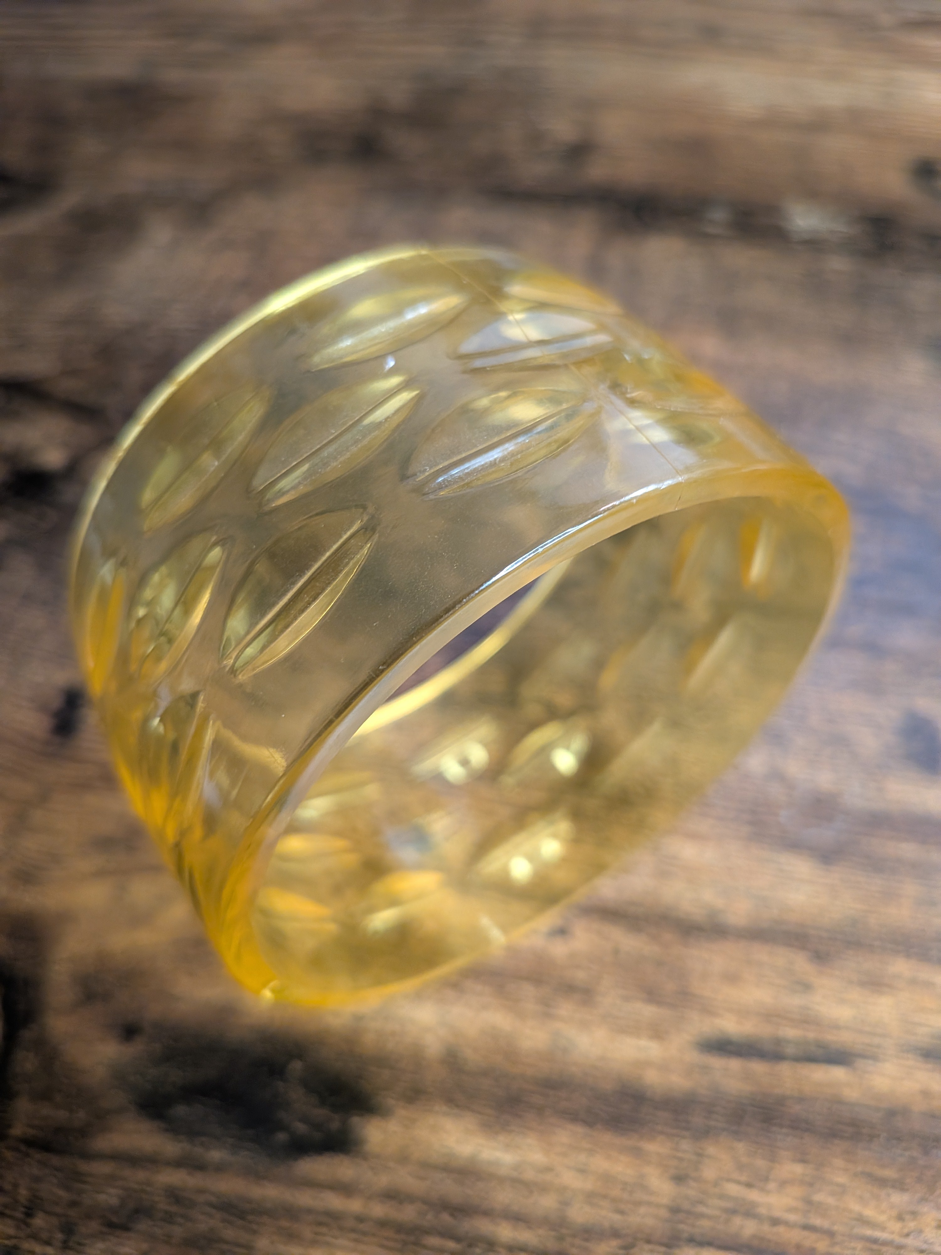 Vintage "Apple Juice" Lucite Bangle Mid-Century Modern