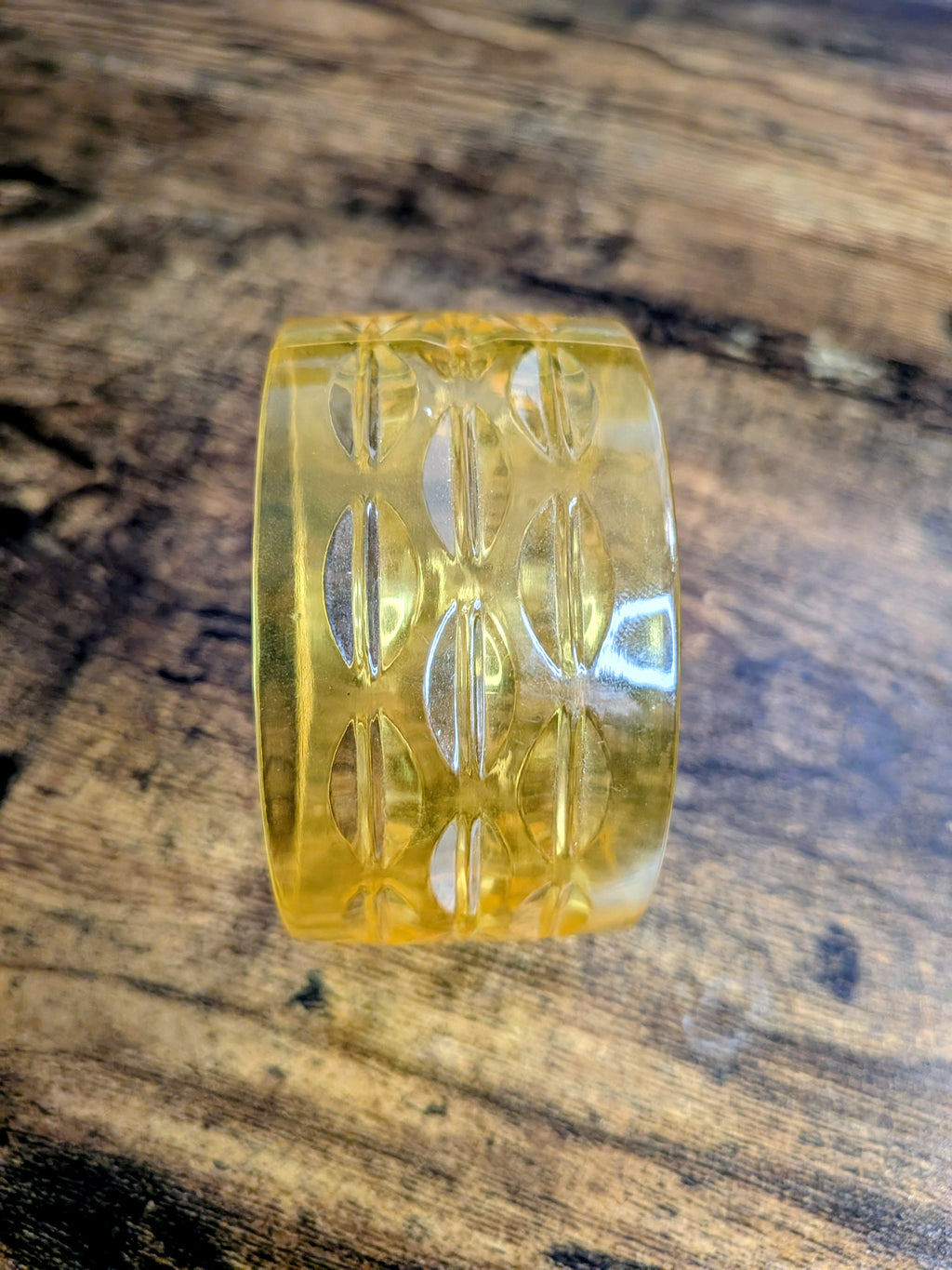 Vintage "Apple Juice" Lucite Bangle Mid-Century Modern