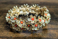Vintage Gold Tone Flower Cluster Stretch Bracelet