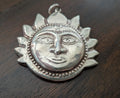 Vintage 1990s 925 Sterling Silver Sun Face Pendant