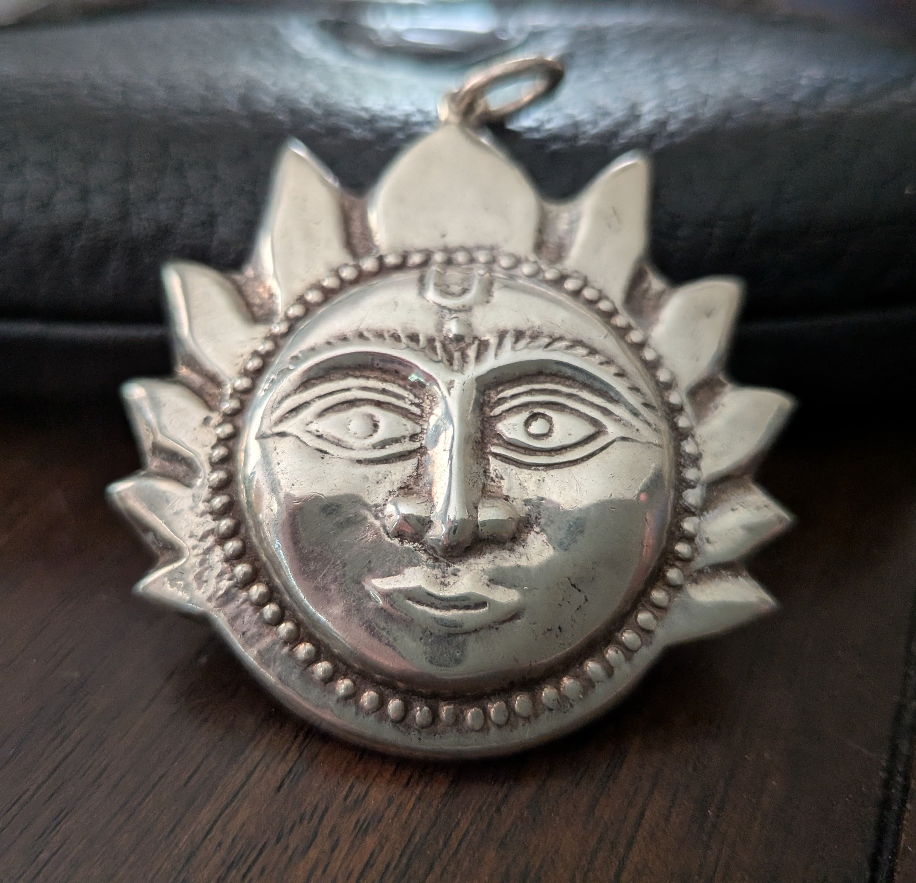 Vintage 1990s 925 Sterling Silver Sun Face Pendant