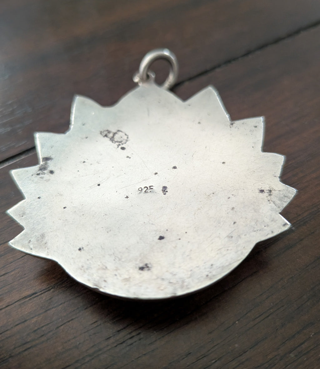 Vintage 1990s 925 Sterling Silver Sun Face Pendant